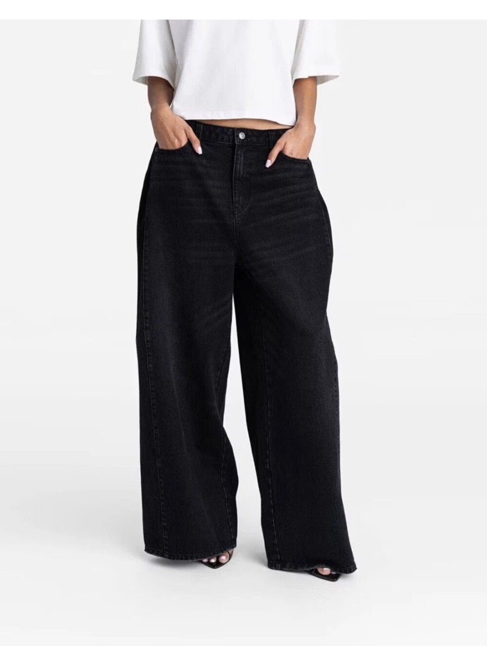 KBB by KAHLANA Women Low-Rise Wide Leg 'The Rachel Jean' - Black SIZE 8